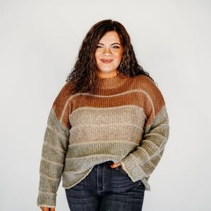 Like Love, beautiful sweater in shades of brown and taupe with shimmer, 3x